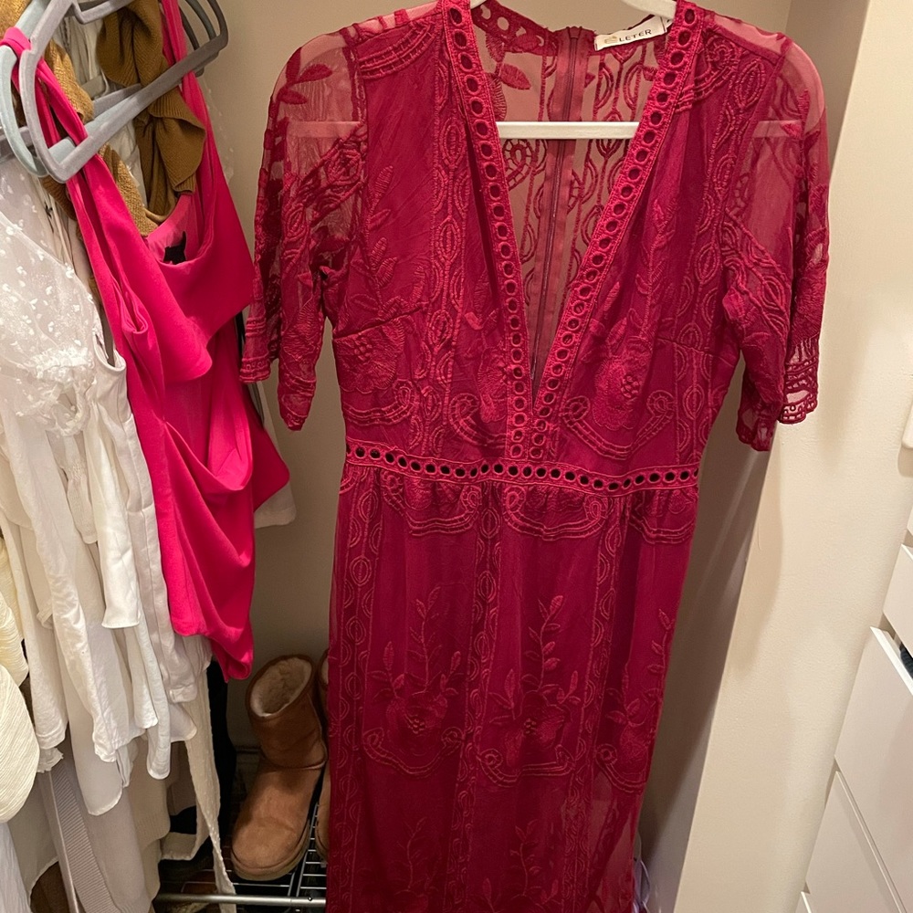 Deep V Neck Red Romper Dress
